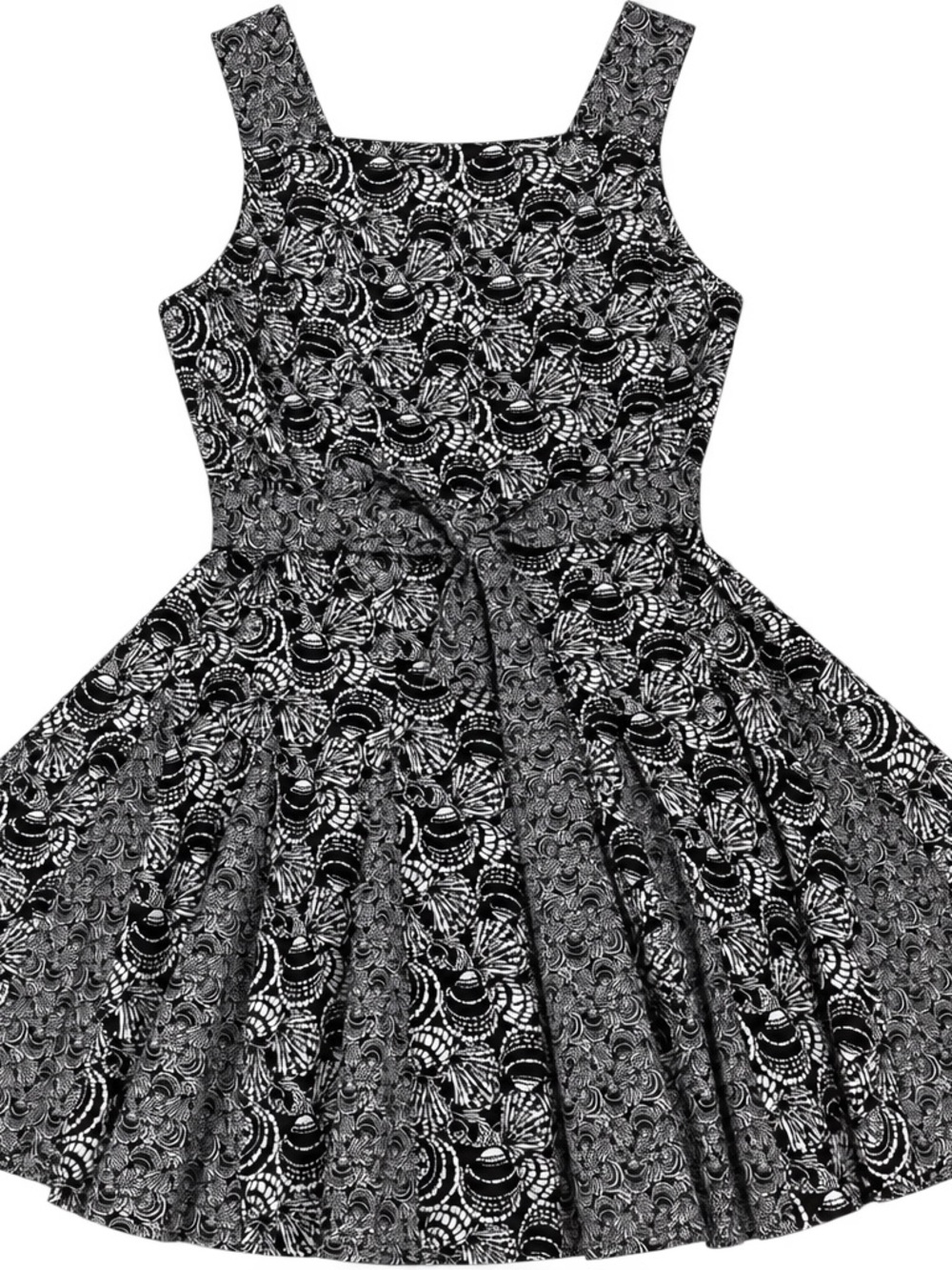 Banana Republic Black & White Patterned Fit-and-Flare Dress